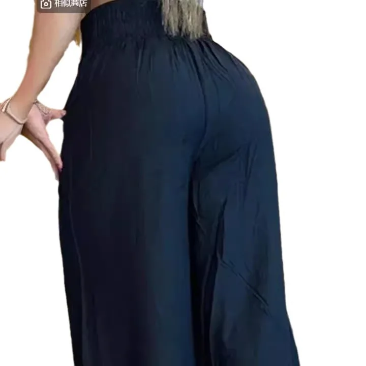 Wijde pijpen broek dames capri losse flare broek zakken effen basics casual gesplitste hoge taille broek streetwear zomer 2025,