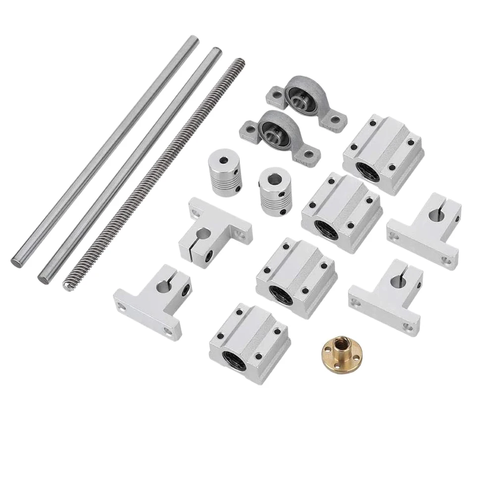 T8 Lead Screw Kit with Shaft Coupling 400mm Horizontal Optical Axis 8mm Lead Screw Dual Rail Slide 3D Print Accessories