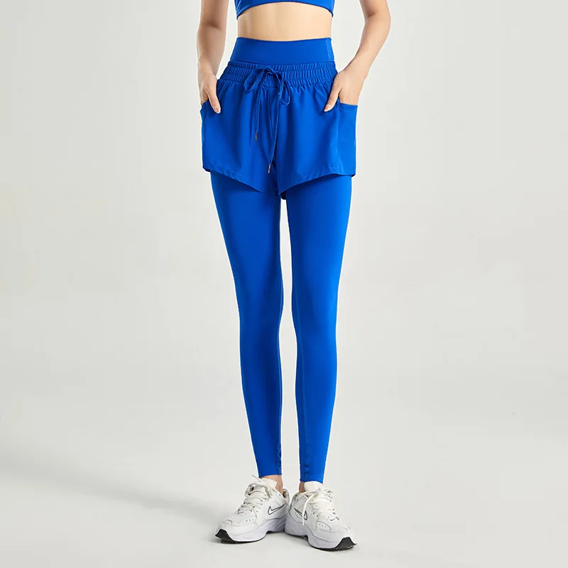 Pantalones de Yoga de Cintura Alta, Leggings Deportivos para Mujer, Efecto Dos Piezas, Sin Costuras, Elásticos, para Fitness, Running, Entrenamiento, Deporte