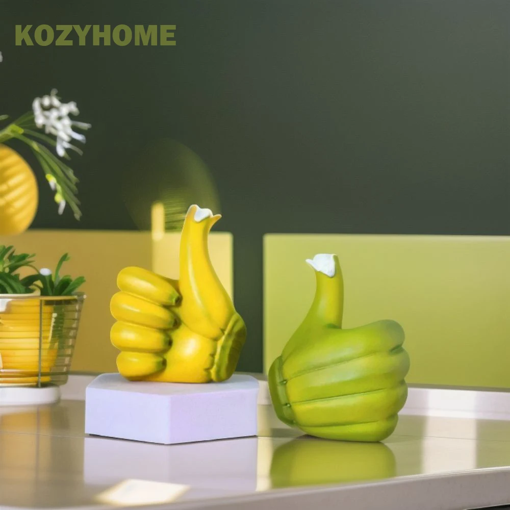 

Awesome! Creative Thumb Up Banana Statue Decorative Ornaments for Office Desktop Resin Handicrafts