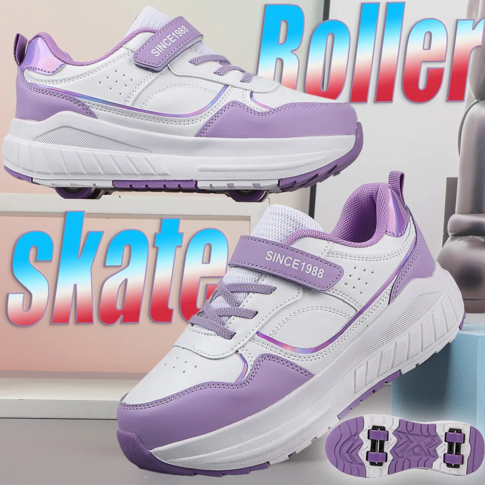 

Fashion Deformation Roller Skates Shoes Double Row 4-Wheel Skates Roller Shoes with Wheels Sneakers Skateboard Shoes