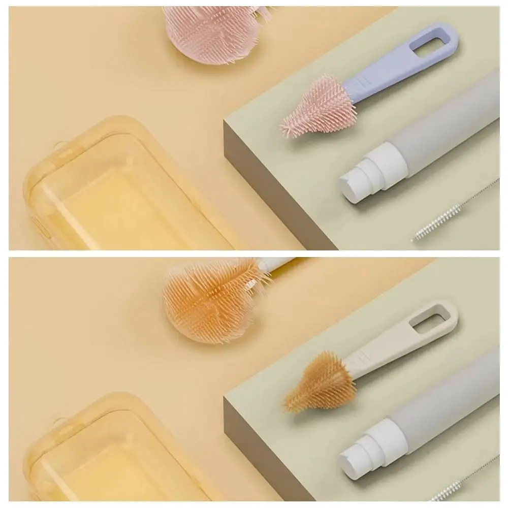 Long Handle Baby Bottle Brush Kit with Box 360 Degree Rotation Baby Bottle Cleaner Brush Washing Tool Set Multipurpose