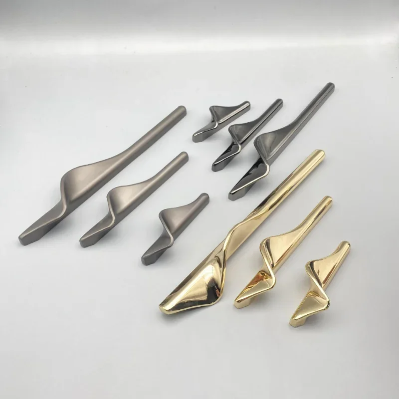 New Zinc Alloy Light Gold Gray Cabinet Door Drawer Handle Cabinet Door Handle