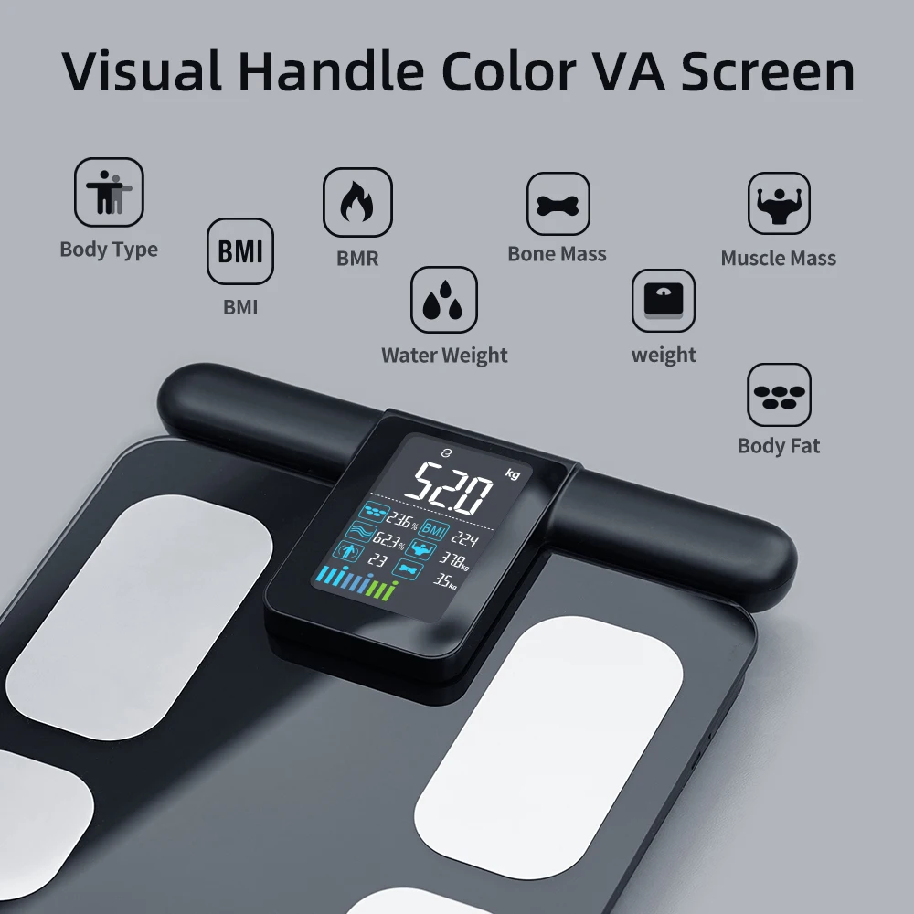 Scale for Body Weight and Fat Percentage, 8 Electrodes High Precision Digital Scale for BMI 20 Body Composition Measurement