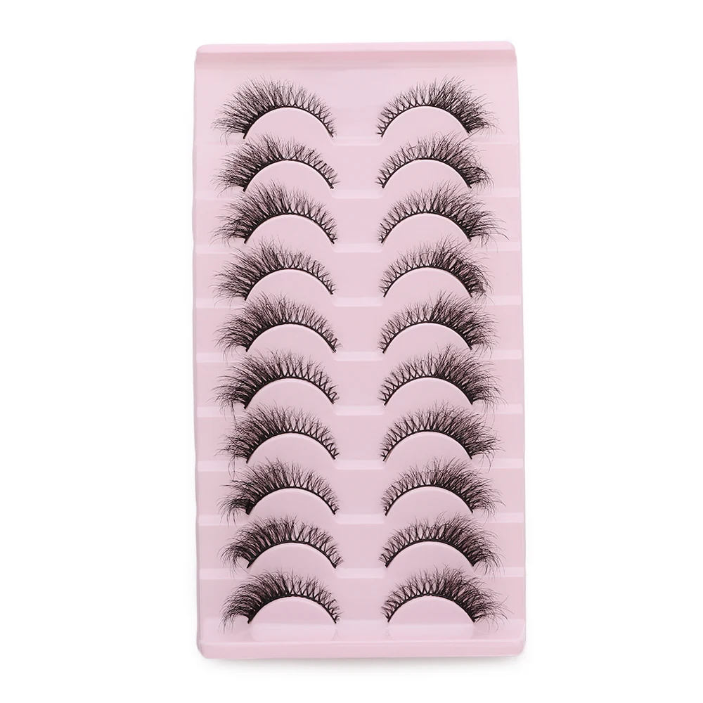 여성용 뷰티 3D 볼륨 인조 밍크 속눈썹 크로스 메시 내추럴 누드 캣 아이 래쉬 수제 아이 메이크업 도구 속눈썹 연장