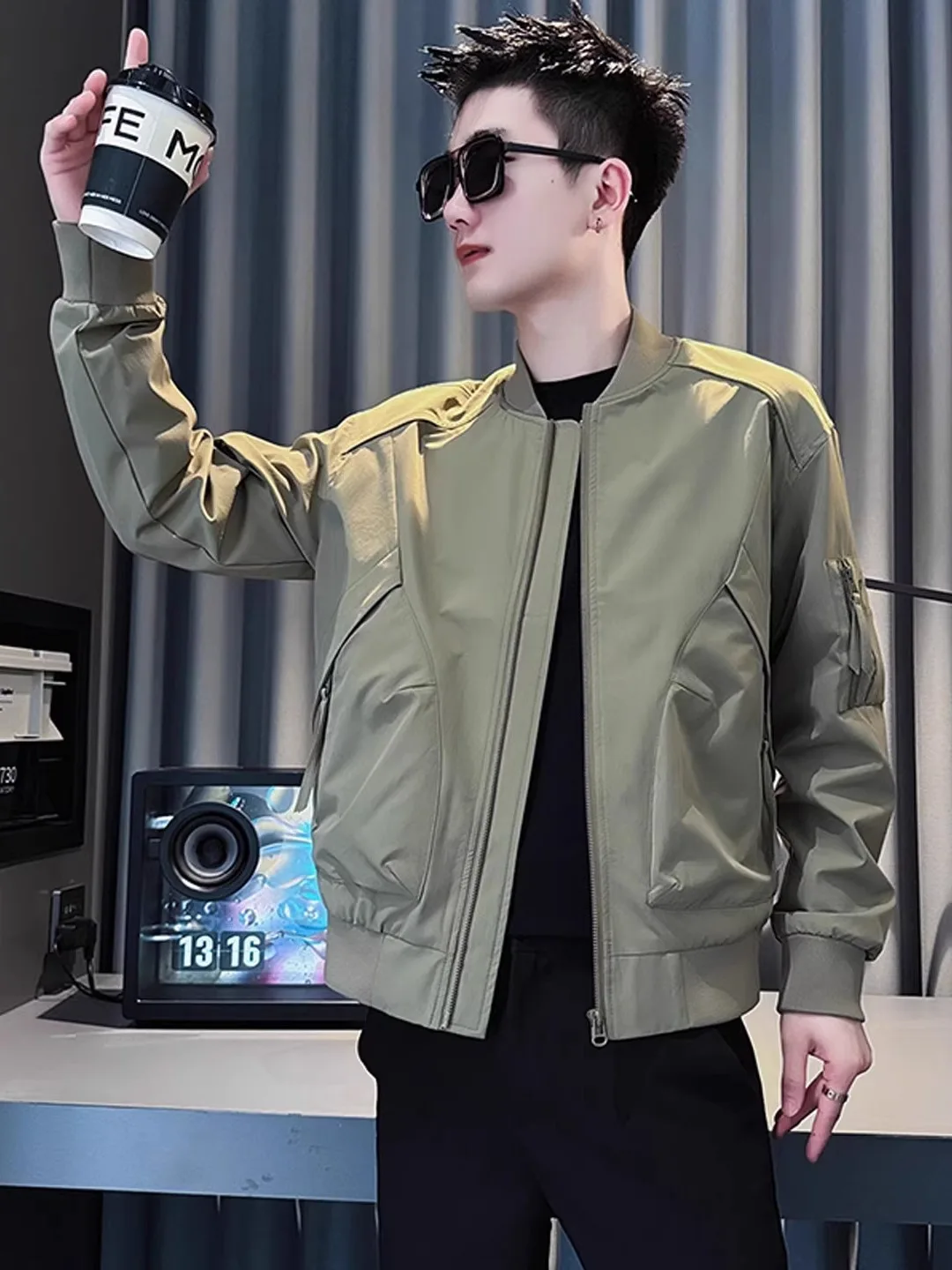 

Casual Sle Men's Baseball Jaet 2025 Spring Autumn New Faion Brand Simple Sli Versatile Workwear Zipper Decoration P...