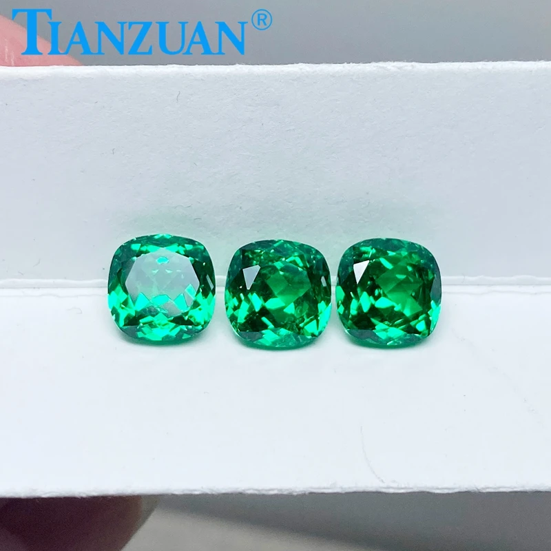 Cushion Tsavorite color Lab-grown Yttrium Aluminum Garnet Synthetic YAG Loose Stone for Jewelry Making with AGL certificate