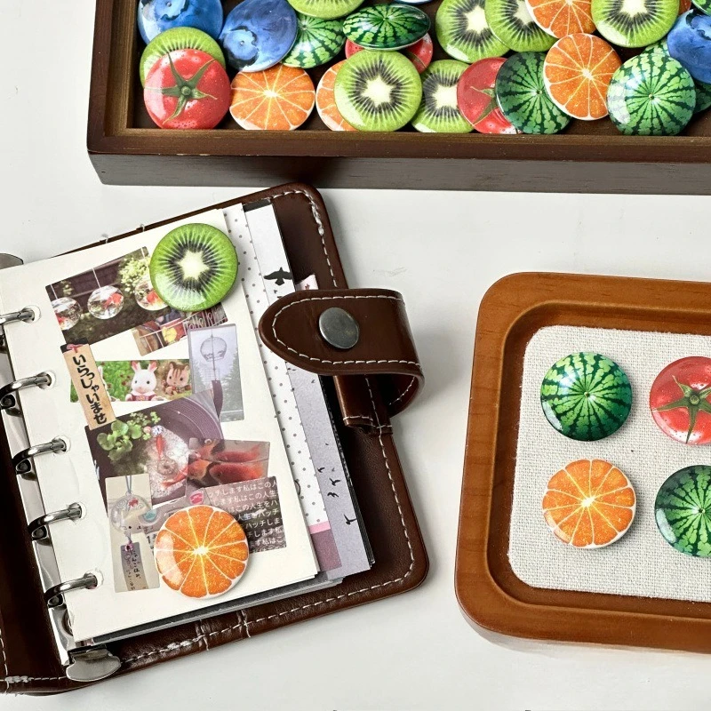 5pcs/set Summer Fruit 25mm Badge Creative Fun DIY Decoration for Journal Scrapbook Pin Accessories for Ita Bag Fan Collectibles