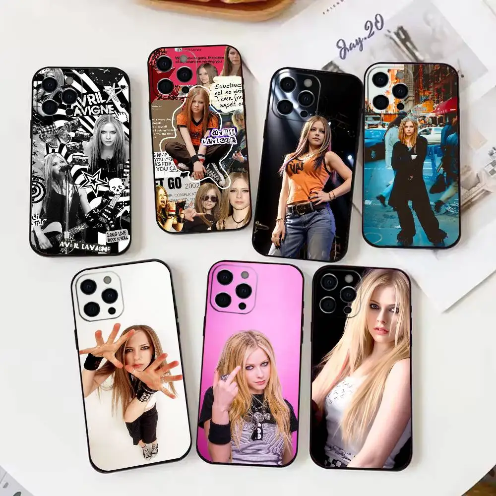 

A-Avril Singer L-Lavigne Phone Case For iPhone 16,15,14,13,12,17,Pro Max,Plus Silicone Black Case
