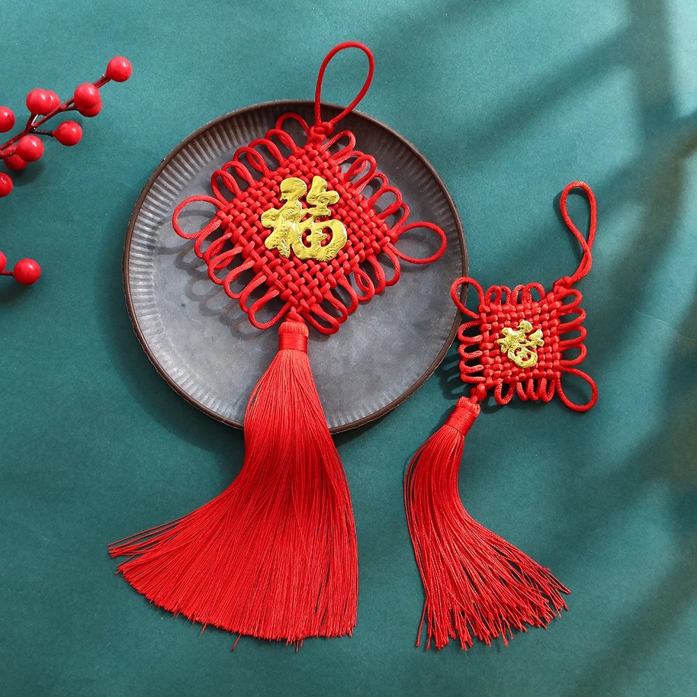 

5pcs Chinese Knot Hanging Pendant Lunar New Year Decorations for Home Car 2023 Chinese Spring Festival Red Tassel Gift Ornaments