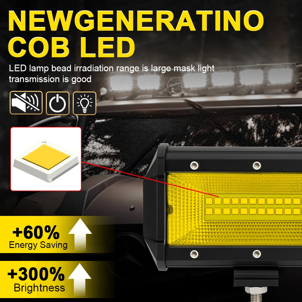 1/2 قطعة 5 بوصة الطرق الوعرة عمود إضاءة LED 12 فولت مربع LED ضوء العمل للقيادة الطرق الوعرة قارب سيارة جرار شاحنة 4x4 SUV 12 فولت 24 فولت المصباح