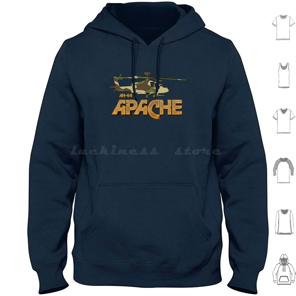 Ah-64 Apache Helicopter Hoodie Cotton Long Sleeve Ah 64 Apache Helicopter Apache Apache Helicopter Gunship Army Air Cav For