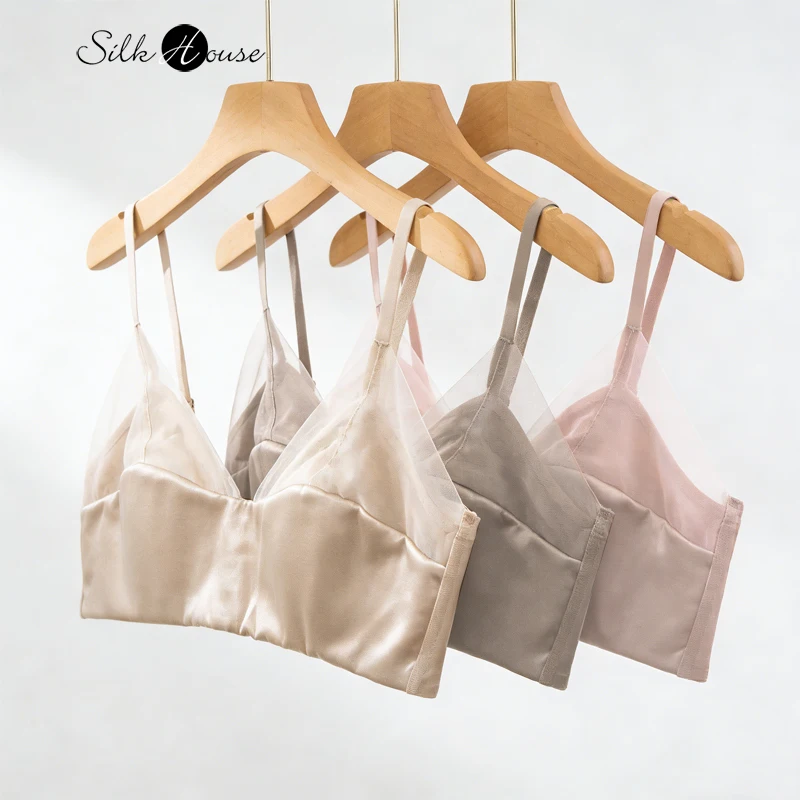 

Натуральный шелковый эластичный атласный тонкий бюстгальтер без косточек с чашками «кроличьи ушки» и боковой поддержкой, женский сексуальный бюстгальтер