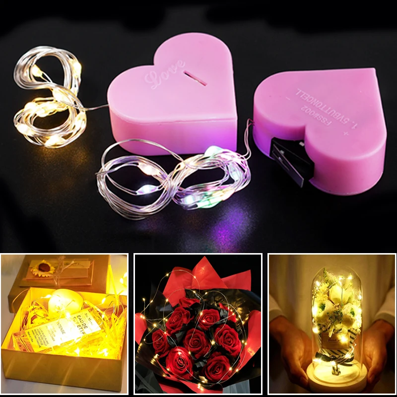 LED String Lights Battery Operated Fairy Light Flower Gift Box Decoration For Wedding Christmas Party Home Room Decoration Lamps