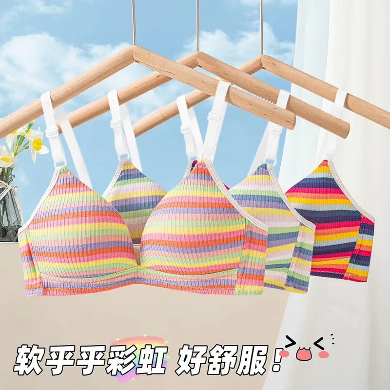 حمالة صدر مخططة أصلية من MOYISU باللون الوردي للطالب، حمالة صدر يابانية رفيعة للغاية خالية من الأسلاك، صدر صغير، ملابس داخلية مثيرة للشاطئ #6