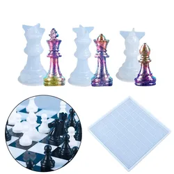 3D International Chess Set Piece Crystal Epoxy Silicone Casting Molds DIY Family Party Games Handmade Chessboard Craft Making