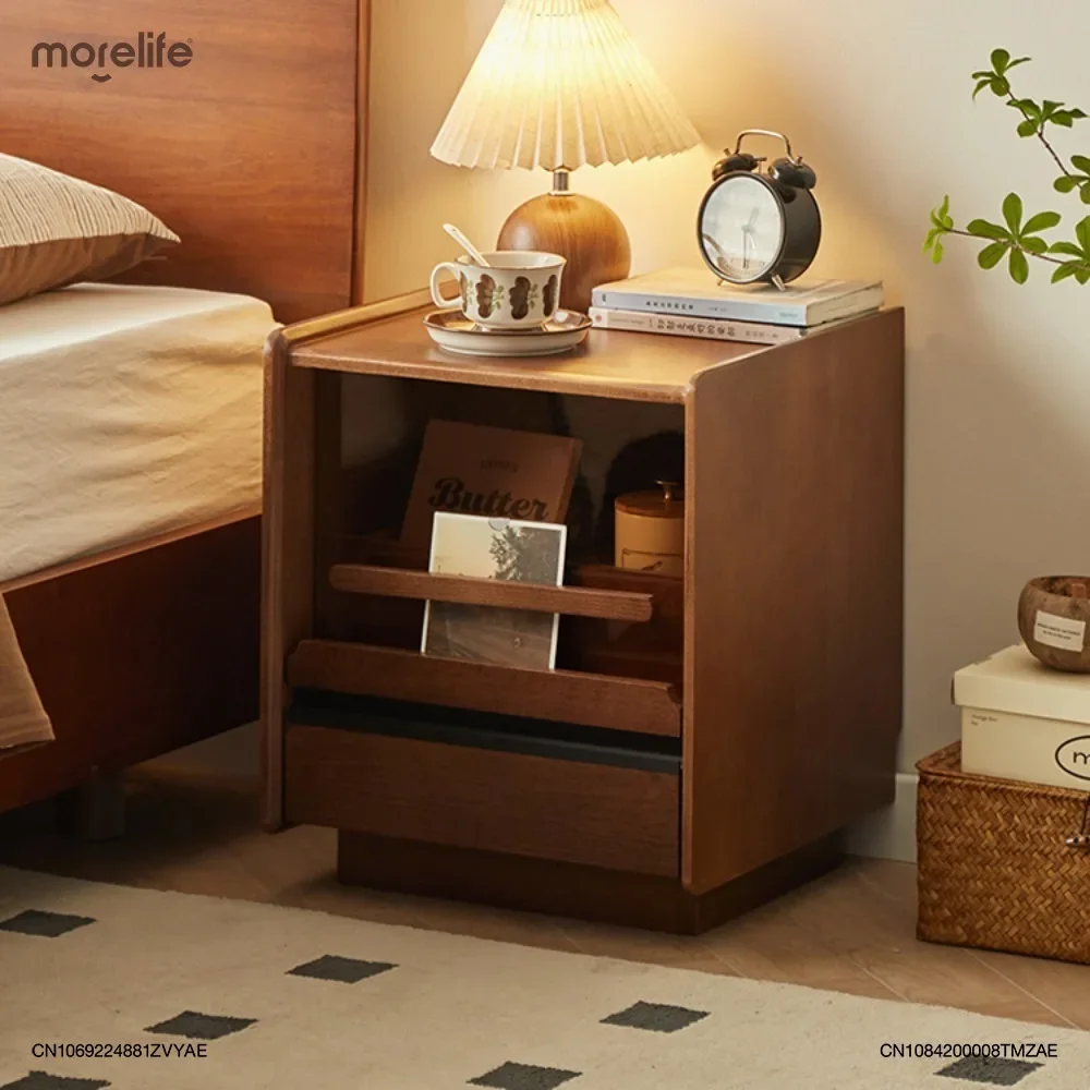 Solid Wood Bedside Table Modern Simple Household Small Ultra Narrow Bedside Storage Cabinet Furniture Bedroom Nightstands K01