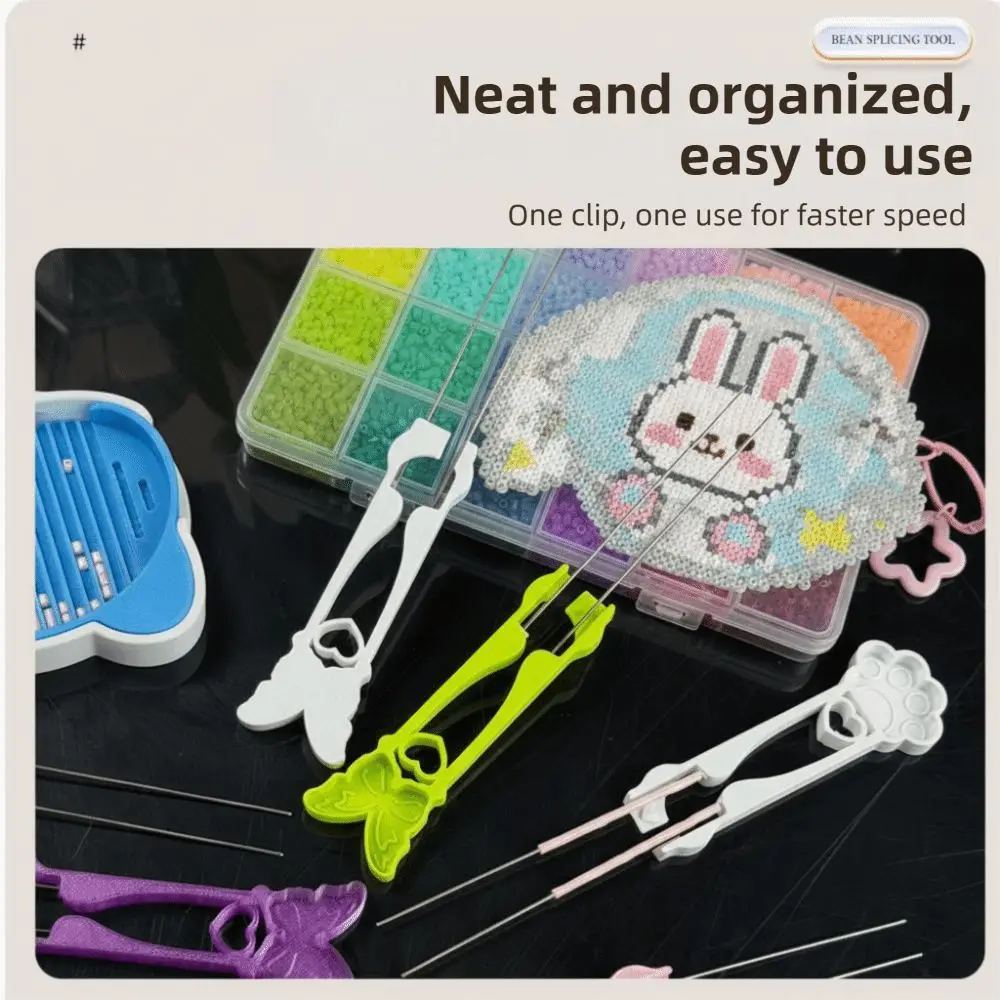 Ferramenta Multifuncional Educacional de Alta Qualidade para Artesanato com Miçangas: Pinça de Dupla Agulha para Miçangas Perler, Feita à Mão
