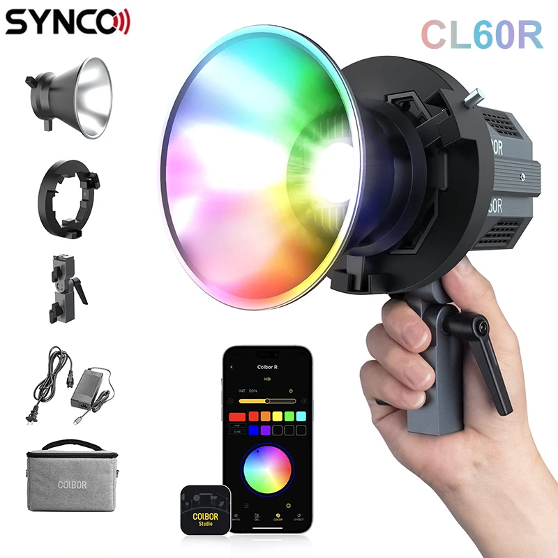 SYNCO COLBOR CL60R RGB LED Video Light 65W Photograhy Camera Light 2700-6500K Studio Photo Lamp With APP Control for Shooting