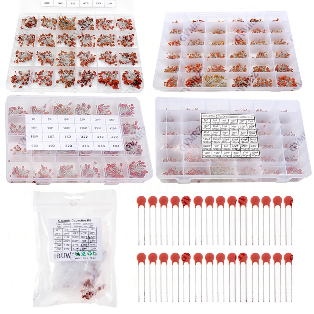 Kit de condensateurs céramiques 960PCS 3600PCS 300PCS, composants électroniques, assortiment de condensateurs, kit d'échantillons DIY