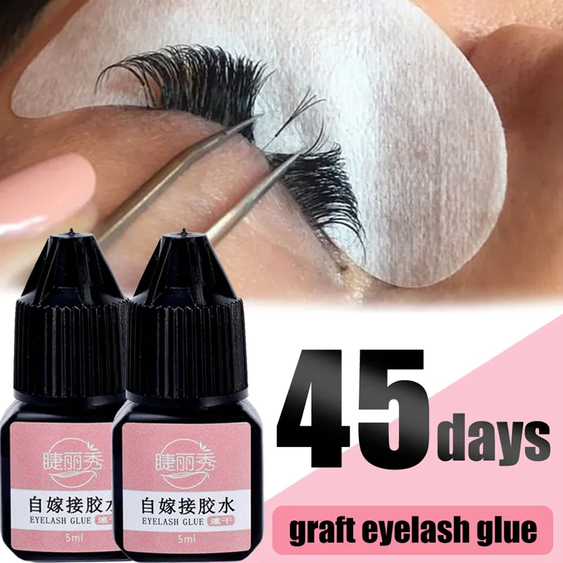 กันน้ําไม่ระคายเคือง Grafted Eyelash กาว 5ml สีดํากึ่งถาวรยาวนานได้อย่างรวดเร็วแห้งขนตาปลอมกาวแต่งหน้าเครื่องมือ