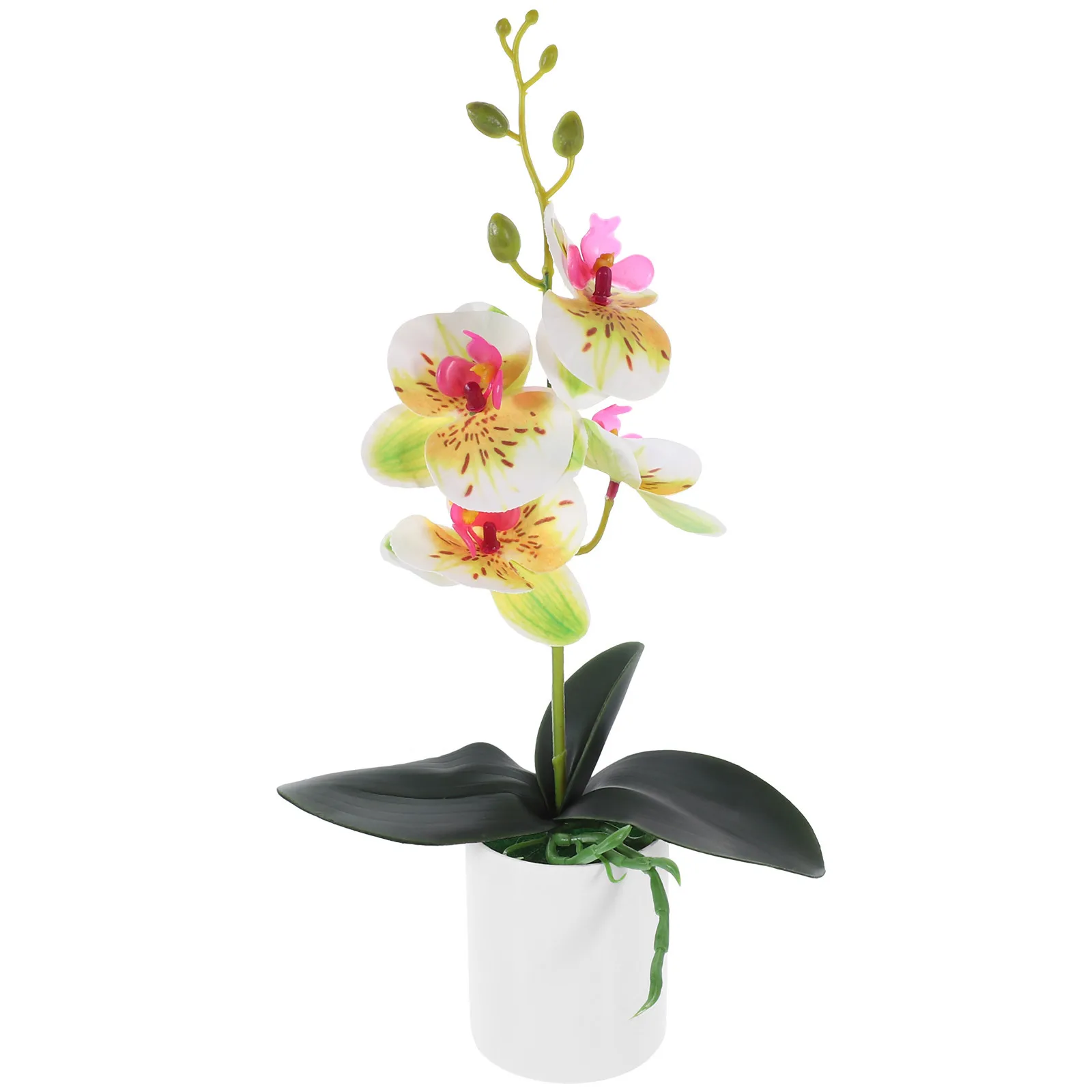 

Artificial Potted Orchid Simulation Faux Flower Desktop Decoration Colorful Realistic Plastic Tabletop Plant Bonsai Home Office