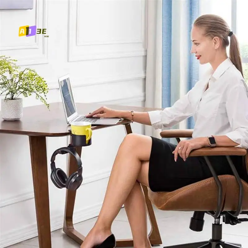 

A13E-2 в 1, настольный держатель для чашки с вешалкой для наушников, держатель для чашки с защитой от разлива для стола или органайзер для столовой