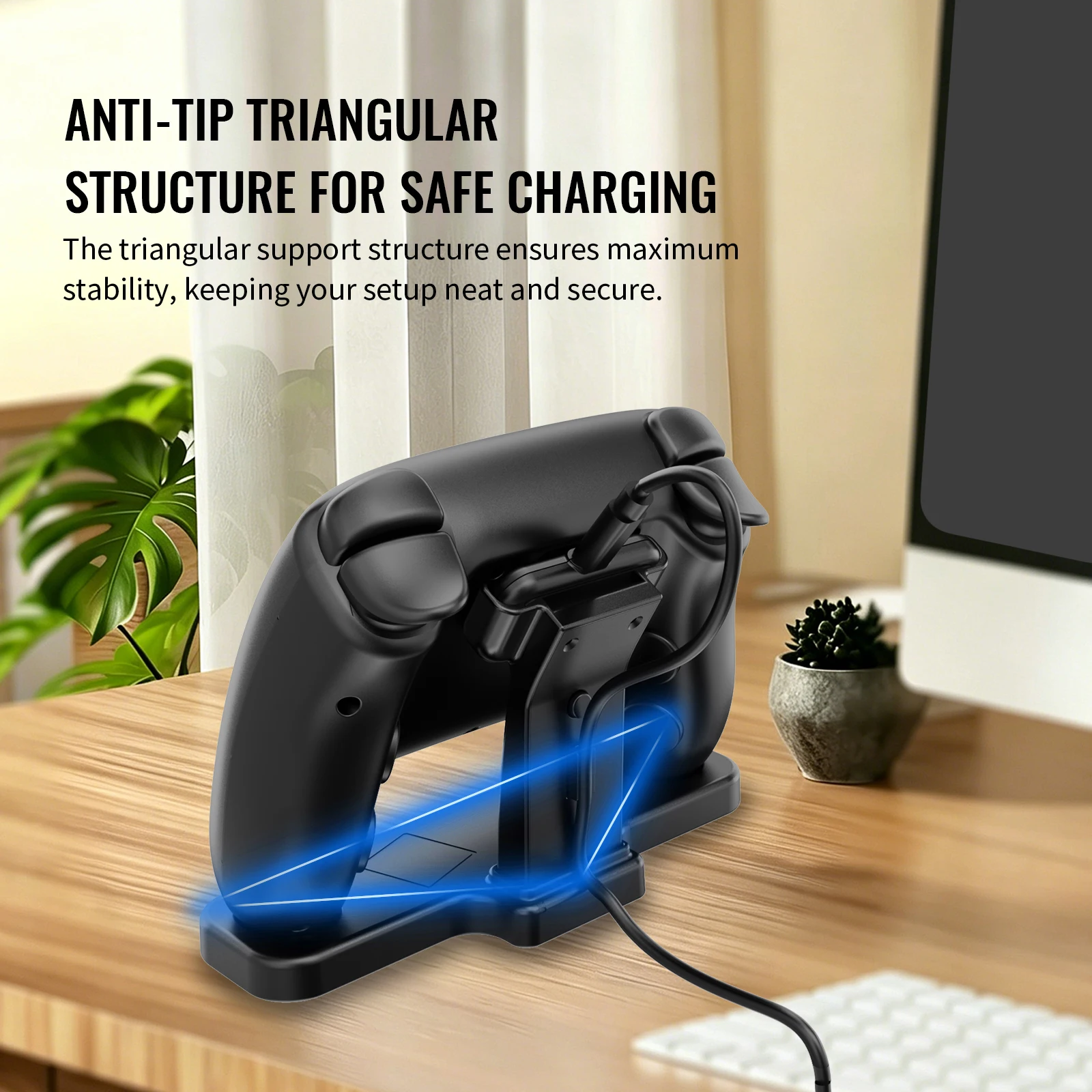 For Steam Controller Universal Magnetic Charging Dock Triangular Structure Metal Base Desktop Display Holder for Gaming Setup