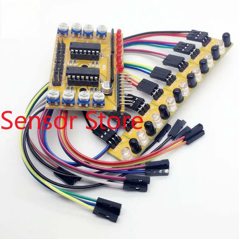 5PCS 8-way Infrared Detection,8-wayTracking Photoelectric Sensor,Car Tracking And Obstacle Avoidance Module,Black  White Wire