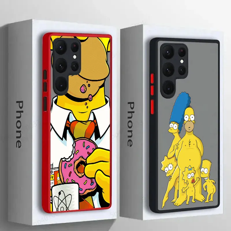 Cartoon The-Simpsons-Family Phone Case For Samsung Galaxy S24 Cases S23 Ultra S22 S21 S20 FE S10 Plus Samsung S24 Note 20 Cover