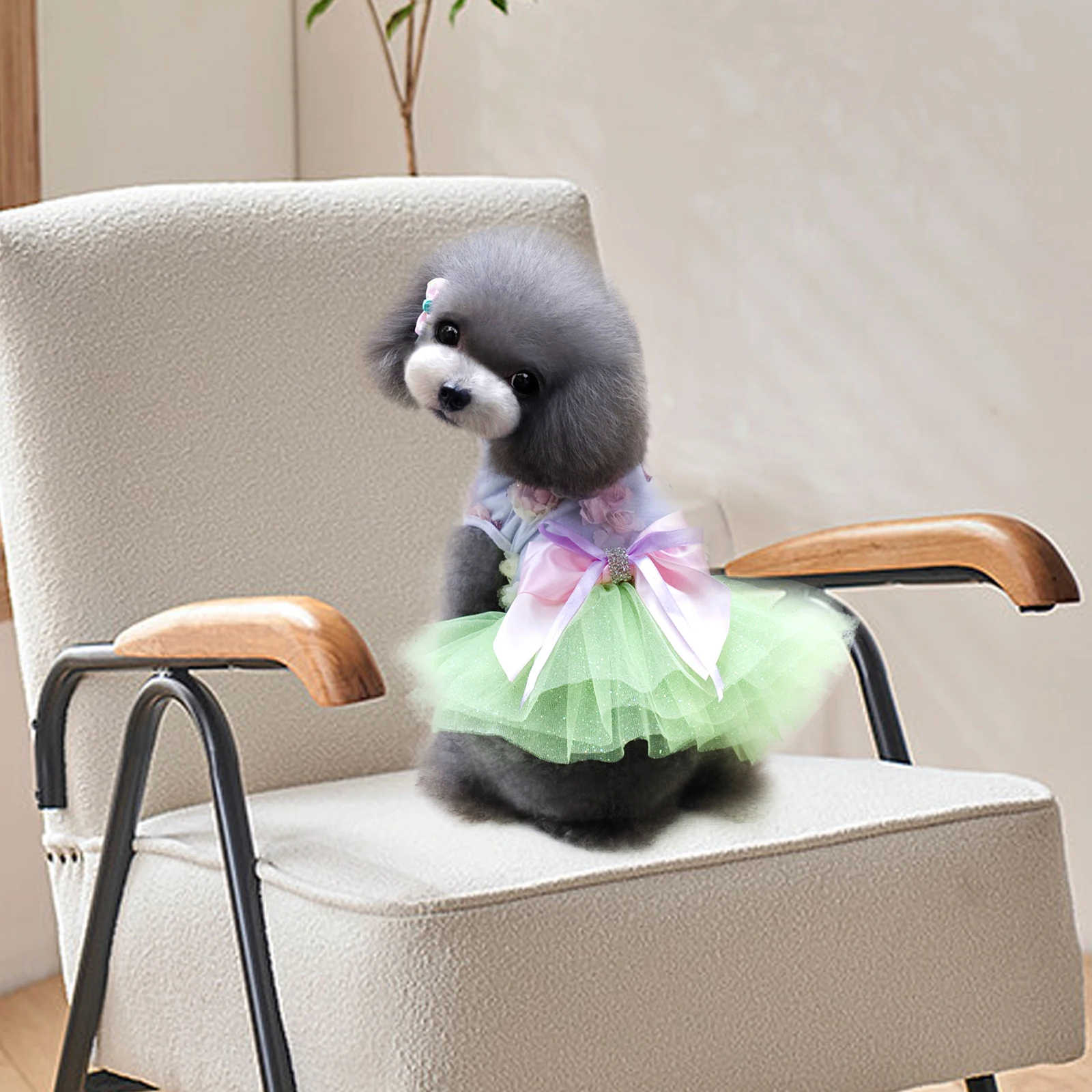 

Dress Dog Princess Dresses for Small Dogs Pet Costume The Flowers Outfit Birthday Veil