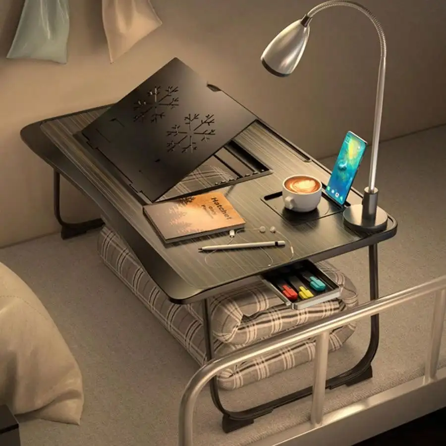 Laptop Desk, Lap Desk, Woking Bed Desk, Home Office Desk, Breakfast Tray, Desk With Cup Holder, Watching Movies In Bed, Laptop Bed Frame, Livable Computer Stand, Phone Stand And Drawer, Foldable Leg Desk