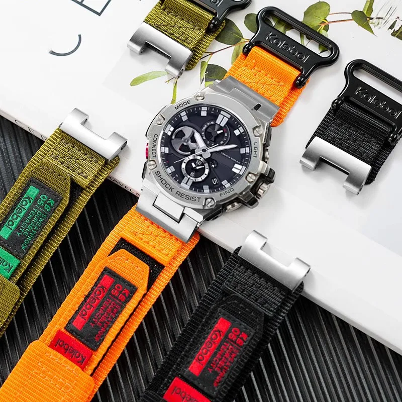 Voor G-SHOCK GST-B100 Metalen Adapter GST-W300/s110/GST-210/S130 Refit Nylon Band Roestvrij Stalen Gezamenlijke horlogeband accessoires 22mm