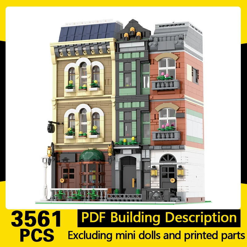 

City Street View Model MOC Building Bricks Office And Book Shop Modular Technology Gifts Holiday Assemble Children Toys Suit