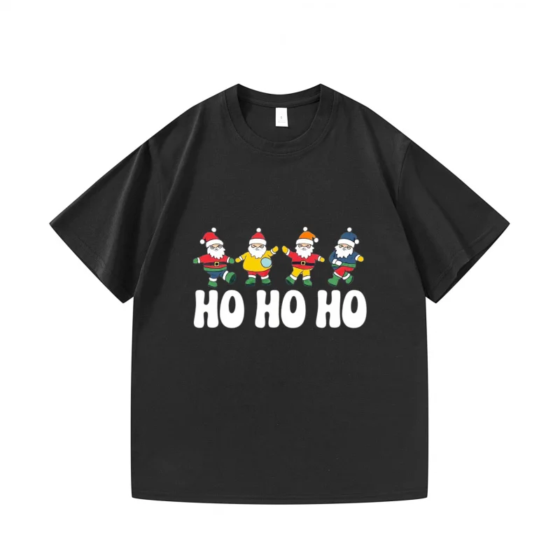 

Мужская футболка черная HO HO с принтом Санта-Клауса, рождественские сценарии, повседневные футболки с короткими рукавами для мужчин, рождественские подарки