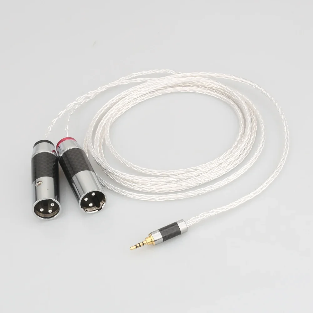 HIFI 8 Cores OCC Silver Plated 4.4mm/3.5mm/2.5mm TRRS Balanced to Dual 2x 3pin XLR Balanced Male Audio Adapter Cable