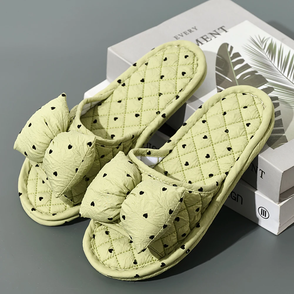 أزياء النساء النعال لينة أسفل القطن الأزهار الطابق أحذية شبشب منزل المضادة للانزلاق أحذية المنزل لطيف القوس شباشب غرفة النوم #5