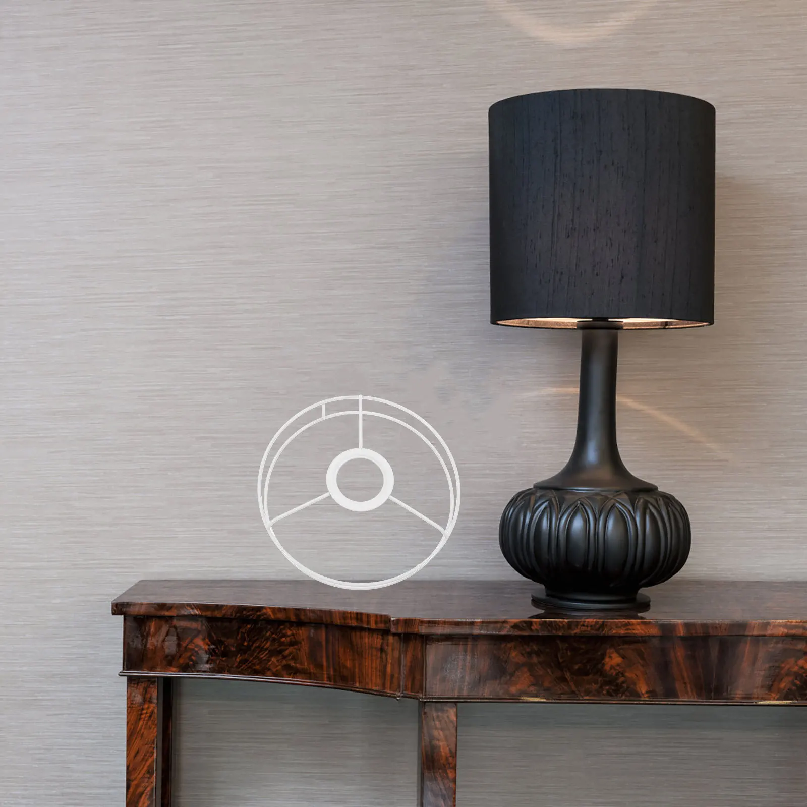 إطار عاكس الضوء مستدير مصنوع يدويًا من سلك الحديد لتقوم بها بنفسك حلقة لقلادة مصباح الطاولة ملحقات إضاءة ديكوريّة منزلية بسيطة