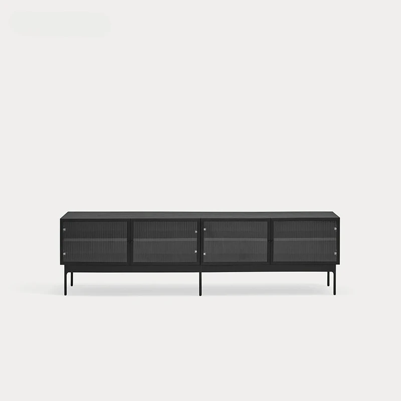 

Modern Nordic Light Luxury Wooden Simple Iron Storage Locker For Living Room Glass Design Tv Cabinet