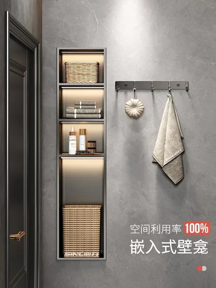 304 stainless steel niche built-in toilet bathroom custom metal cabinet 선반 shelf bathroom accessories  repisas pared