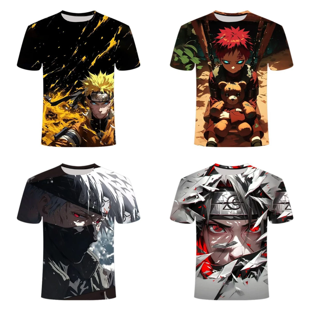 2025 الصيف الساخن بيع ناروتو نمط سلسلة 3D طباعة العصرية شخصية طاقم الرقبة قصيرة الأكمام T-Sh #1