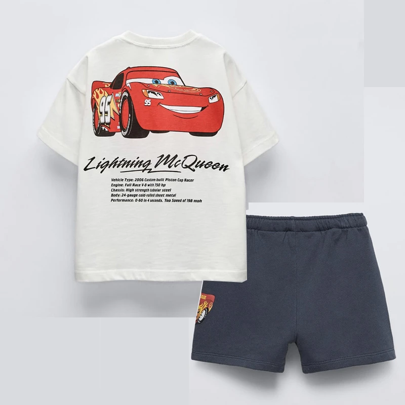 Car Tshirt+Shorts Two Piece Set Summer Clothing Boys Printed Tees Casual Sports Tees Black Shorts Trendy Costume Outer Wear image 4