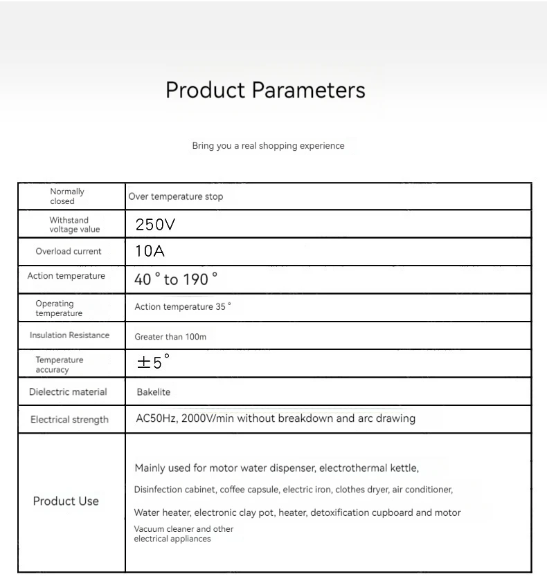 KSD302/301 16A 250V 40-300 degrees high power ceramic normally closed temperature thermal protection controller