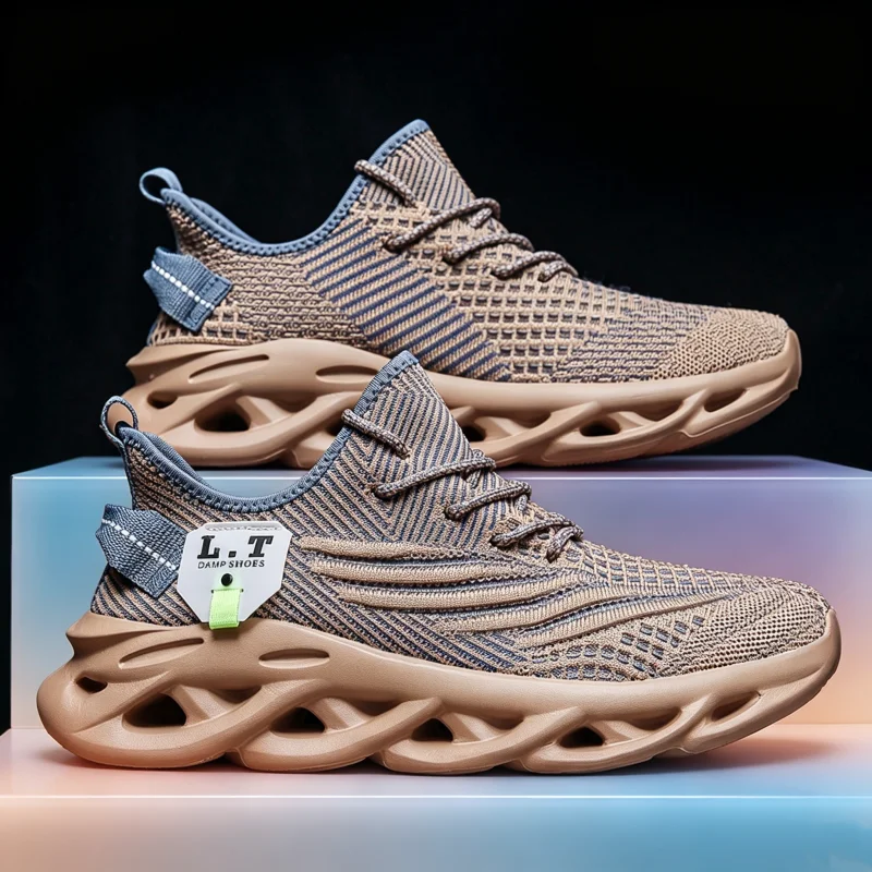 Men Sports Running Black Jogging Shoes Casual Sneakers Outdoor Breathable Mesh Women Light Shock-absorption Walking Sneakers Men
