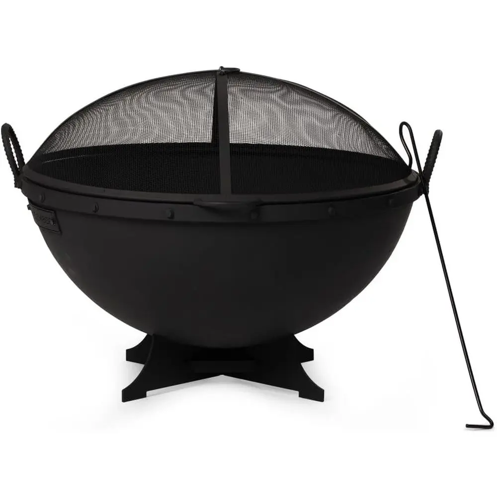 

Ash & 32in sphere ire Pit with Sn and Poker, Cast Iron High-Temperature Black Paint ire Bowl, Wood Burning Backyard ireplace, Po