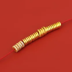 5PCS S925 Sterling silver ancient gold plated accessories engraved bead Buddhist beads Play accessories DIY beading material