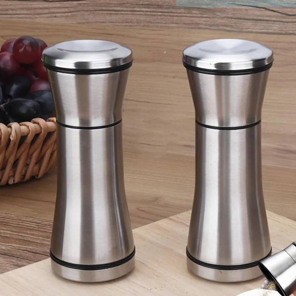 

2Pcs Stainless Steel Pepper Mill Manual Salt and Pepper Grinder Refillable Seasoning Bottle Sturdy Practical Long Lasting