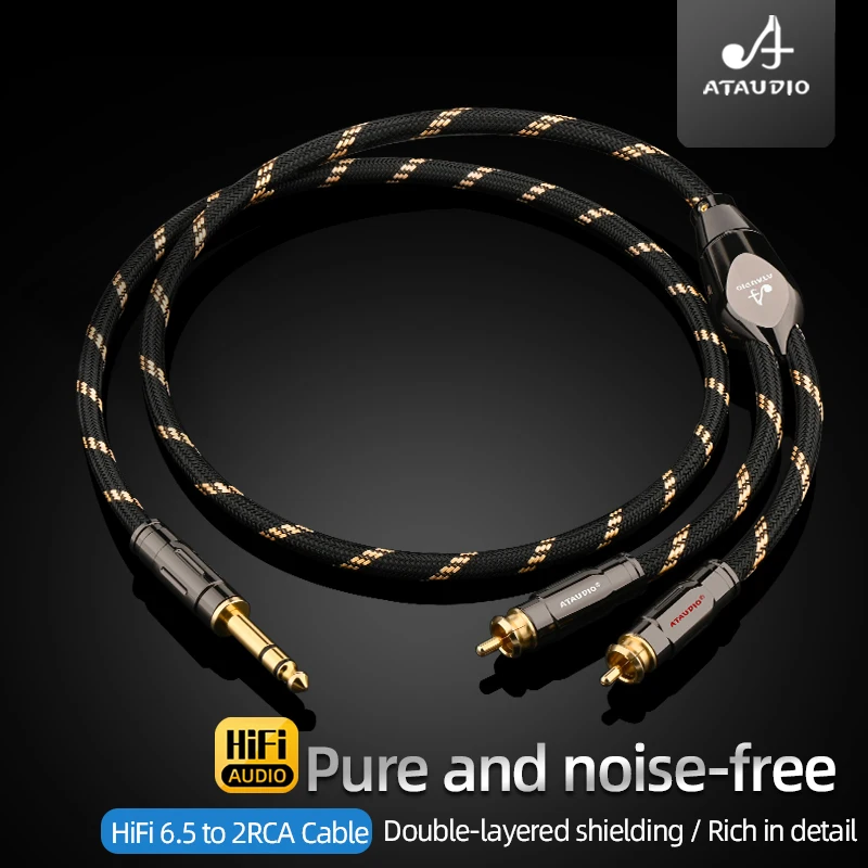 HiFi 6.5mm to 2RCA Audio Cable Pure Copper Double Shield Y Splitter Jack 6.5 TRS RCA Audio Cable for Amplifier Mixer