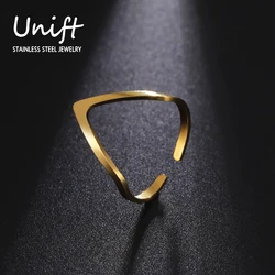 Unift Irregular Chevron V Ring Stainless Steel Stackable Rings for Women Fashion Minimalist Jewelry Engagement Wedding Band Gift