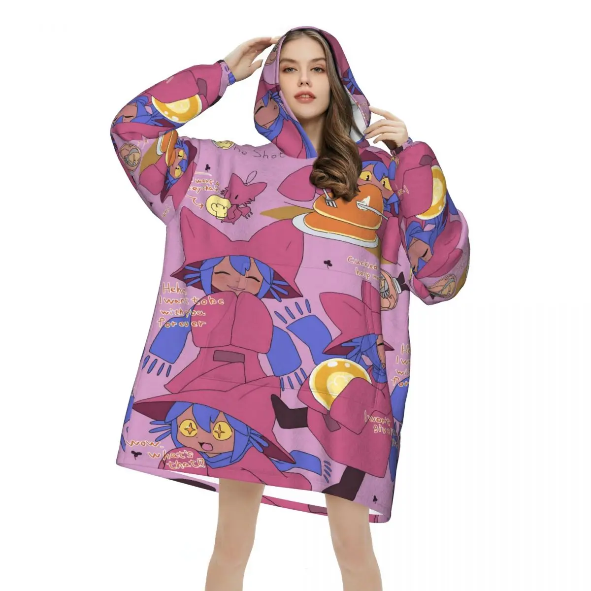OneShots Niko Blanket Hoodie Wearable Blanket Large with Pocket Warm Sleeping Bag Soft Cozy Onesie